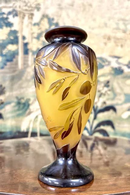 Mile Gall Vase En Verre Multicouche Aux Olives P Te De Verre Art