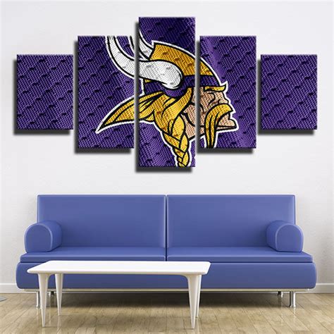 Minnesota Vikings Purple Cloth Emblem Canvas Wall Art - Pencil Canvas