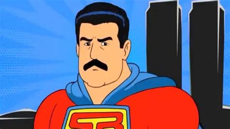 Súper Bigote el superhéroe de dibujos animados con el que representan