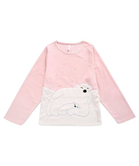 Spring Womens Sleepwear Pink Polar Fleece Long Sleeve Lounge 3d Polar