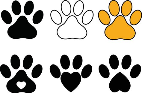 Paw Print On White Background Dog Paw Sign Cat Paw Sign Animal