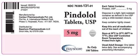 Pindolol Fda Prescribing Information Side Effects And Uses