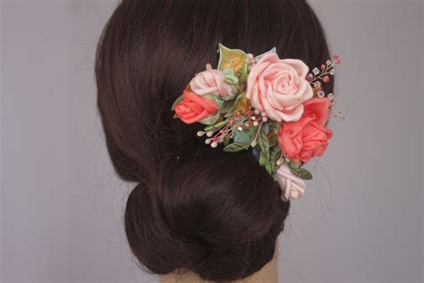 Ribbonwork Hair Accessory Bridal Corsage Wedding Hair Flowers Etsy