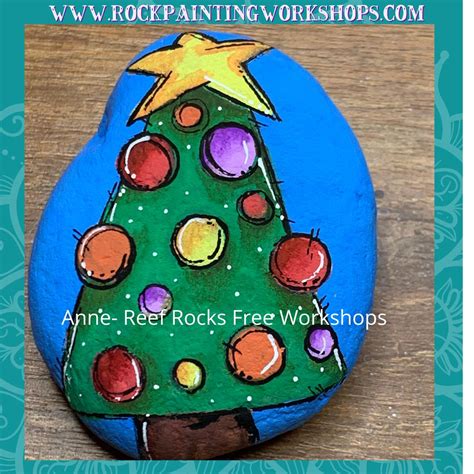 Christmas Tree rock painting tutorial | Rock Painting Workshops