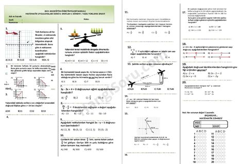 Matematik Uygulamaları 8 Sınıf 2 Dönem 1 Yazılı Soruları 2021 2022