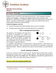 BIOL250 27 Pedigree Trait Lab Docx NorthStar Academy BIOL250 Honors