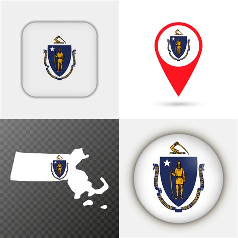 Set of Massachusetts state flag. Vector illustration. 15260490 Vector ...