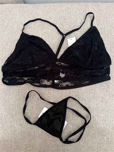 Bikini Black Bikini Hitam Seksi Bikini Seksi Lace Bralette G String Bralette Fesyen