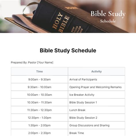 Free Bible Study Schedule Template - Edit Online & Download | Template.net