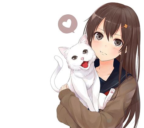 Anime Girl With Pet Cat