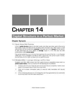 Capital Structure In A Perfect Market Capital Structure In A Perfect