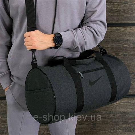 Спортивная мужская сумка Nike Серая бочонок Городские дорожные сумки ...
