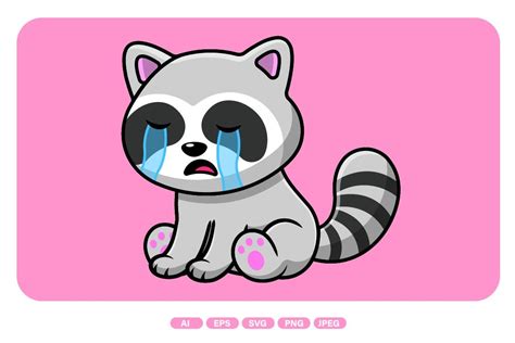 Cute Raccoon Crying Cartoon – MasterBundles