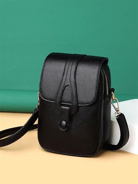 Bag For Love Litchi Embossed Flap Square Bag Women Crossbody