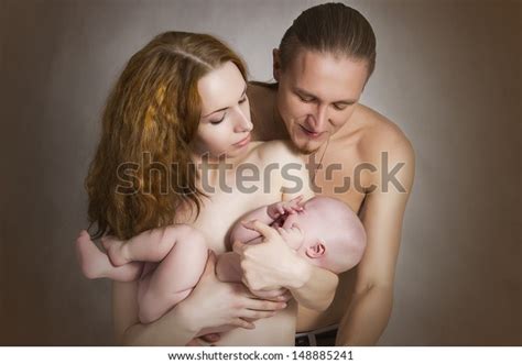 Naked Mother Father Hold Kid On Stock Photo Shutterstock