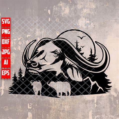 Buffalo Scene Svg Buffalo Png Animal Svg Buffalo Clipart Etsy