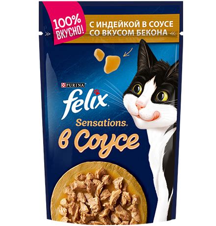 FELIX SENSATIONS / Паучи Феликс Сенсейшенс в соусе для взрослых кошек с ...