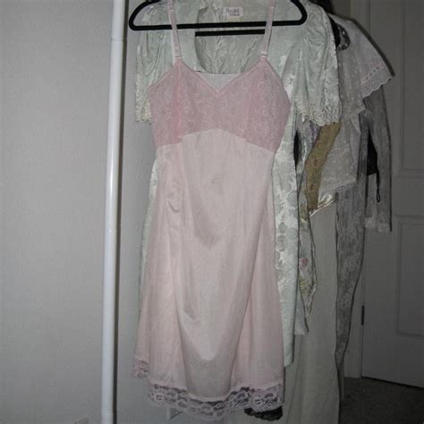 Vintage Babydoll Pink Lace Lingerie Slip Dress Depop