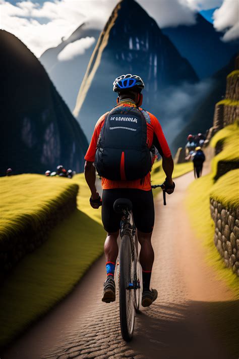 Lexica Man From Behind With A Race Bicycle In Machu Picchu By Steve