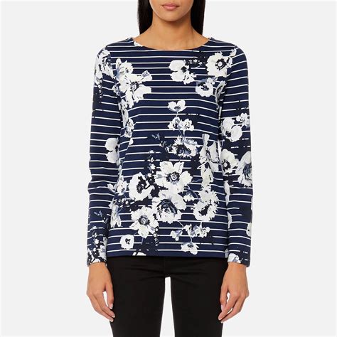 Joules Women S Harbour Print Jersey Top French Navy Posy Stripe