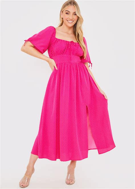 In The Style Jac Jossa Pink Polka Dot Midi Dress Matalan