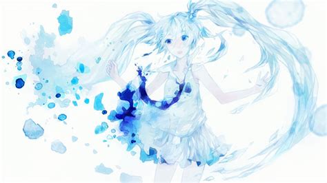 【初音ミク】水彩塗りタッチが綺麗なイラスト壁紙【ボカロ画像】