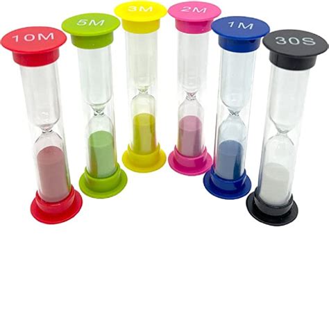 6Pcs Sand Timer Colorful Plastic Sandglass Hourglass Sand Clock Timer