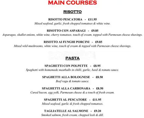 Menu at Toscana restaurant, Sidcup, Station Rd