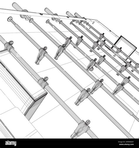 Wireframe Table Football Game Hobby or Leisure Isometric View. Contour ...