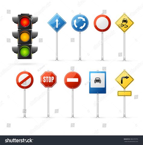 Traffic Light Road Sign Set Vector Stock Vector (Royalty Free ...