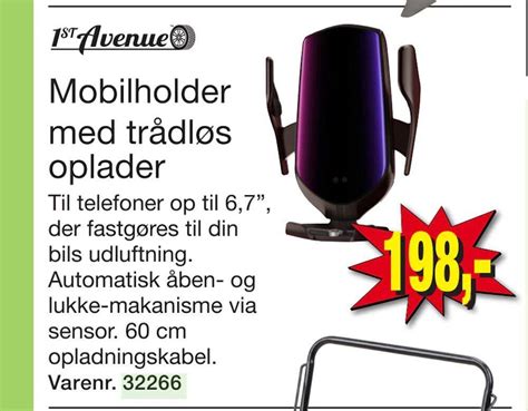 Mobilholder med trådløs oplader tilbud hos Harald Nyborg