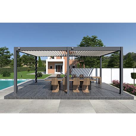 Pergola Bioclimatique 3 x 6 m 18 m² Autoportée en Alu Anthracite Blanc