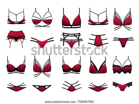 Modern Rad Sexy Lacy Lingerie Set Stock Vector Royalty Free 708487885