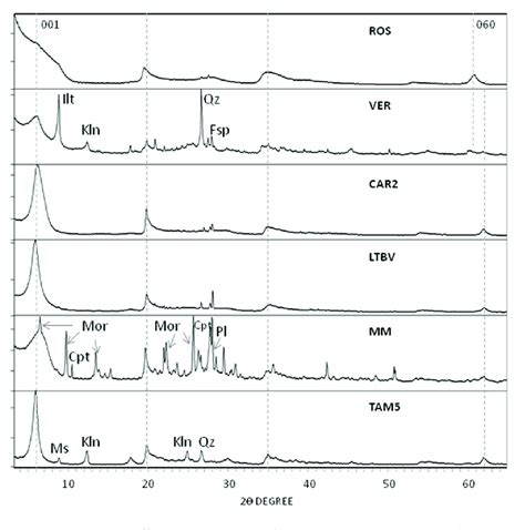 Representative X Ray Diffraction Patterns Of Whole Rock Powder Samples