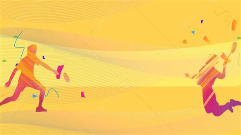 Badminton Yellow Cartoon Sport Powerpoint Background For Free Download ...