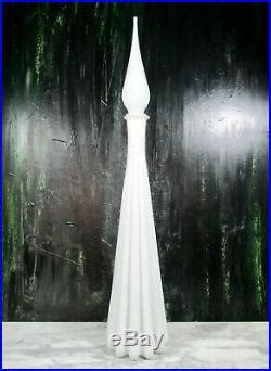 Vtg Mid Century Modern Italian Empoli White Cased Glass Fluted Floor