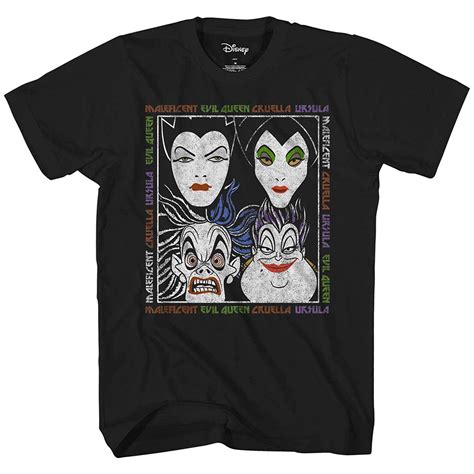 Disney Villains Shirt Adult Faces Name Repeat Graphic T Shirt Large