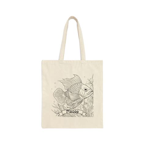 Pisces Zodiac Canvas Tote Bag Zodiac Tote Bag Canvas Tote Bag