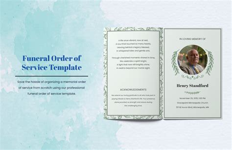 Funeral Order of Service Template in PSD, Word, Illustrator - Download ...