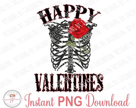 Valentine Skeleton Red Rose Skull Love Goth Waterslide Printable