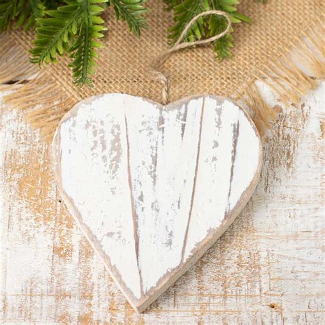 4 Rustic White Washed Wood Heart Ornament Christmas Ornaments Christmas And Winter