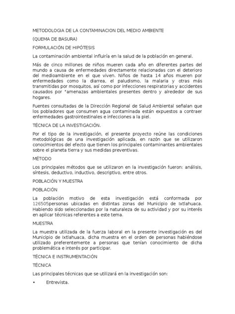 Metodologia De La Contaminacion Del Medio Ambiente Contaminación Suelo