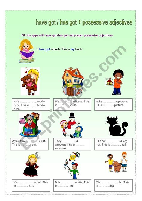 Possessive Adjectives Have Got Has Got Esl Worksheet By Manjasha