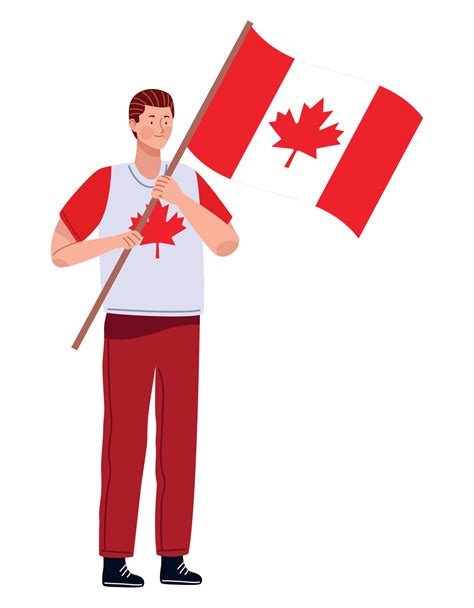 canadian man with flag 10531501 Vector Art at Vecteezy