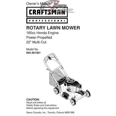 Craftsman Push Lawn Mower Parts Manual