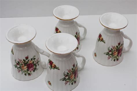 Set Of Royal Albert Old Country Roses Fluted Mugs Large Cups For