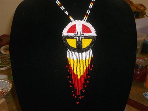 Native American Necklace Cheyenne Flag Necklace By Deancouchie On Etsy Seed Bead Earrings Seed