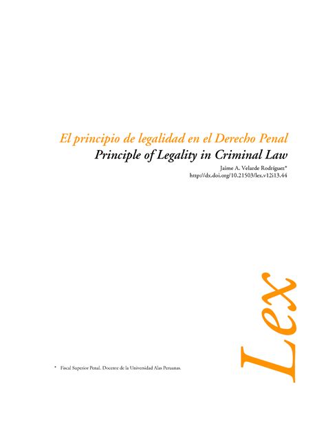 2 El Principio De Legalidad En El Derecho Penal Evolucion Legislativa El Principio De