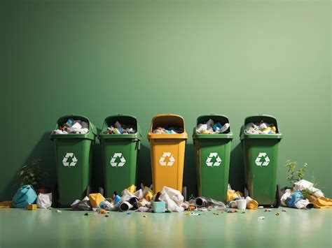 Premium Photo Ecofriendly Trash Bins With Recycling Symbols And