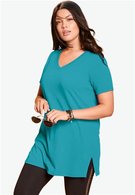 Short Sleeve V Neck Ultimate Tunic Plus Size Tops And Tees Fullbeauty